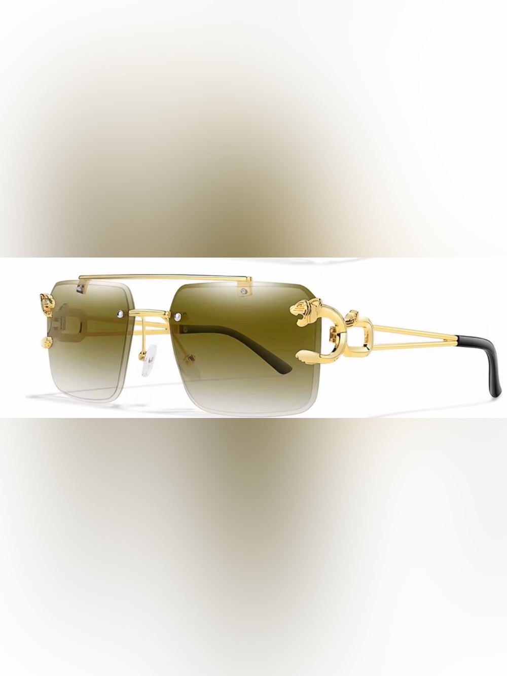 Gold Accent Brown Gradient Women's Shield Sunglasses